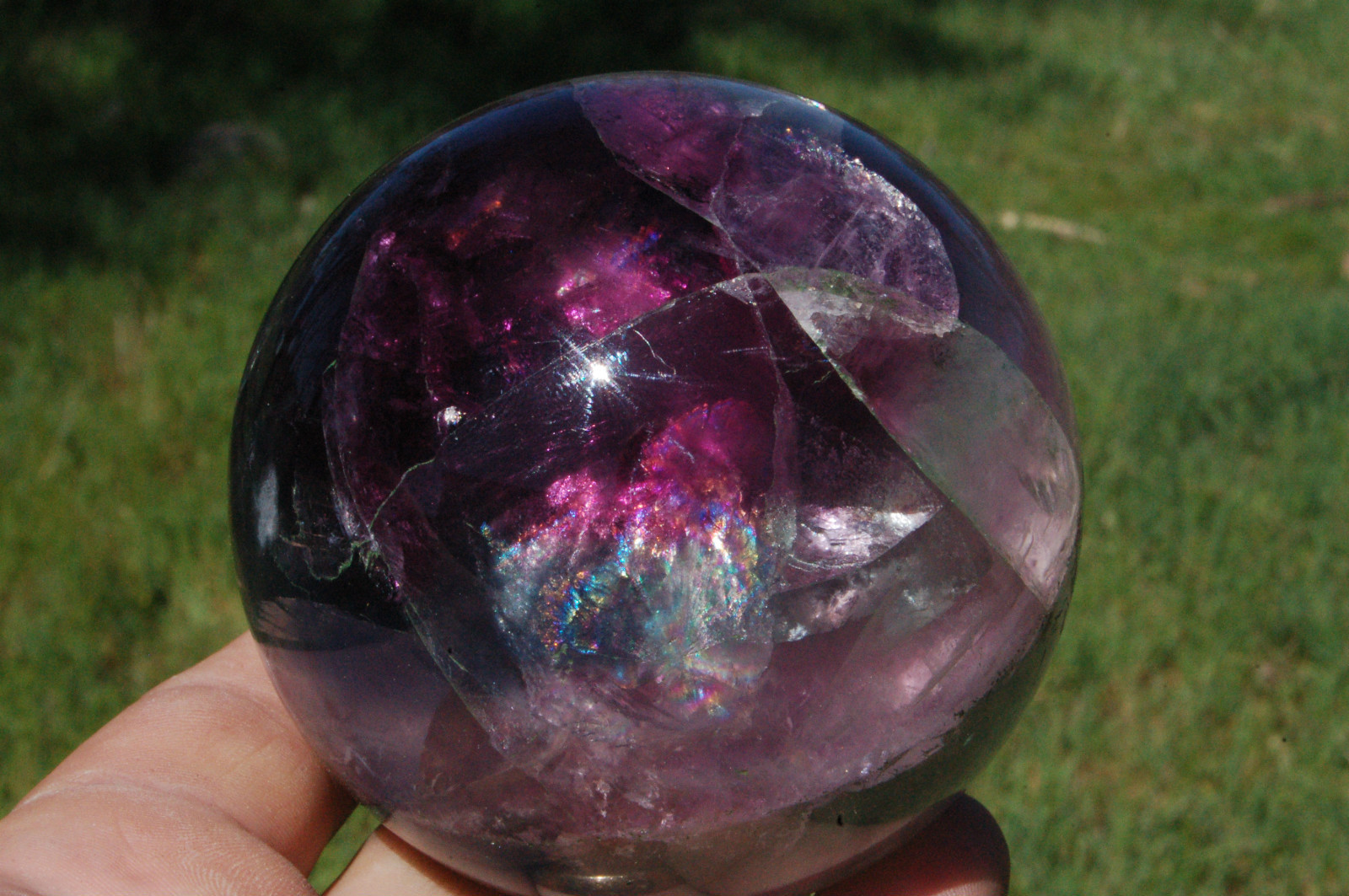 84 mm Fluorite Sphere Crystal Ball Display Specimen with stand